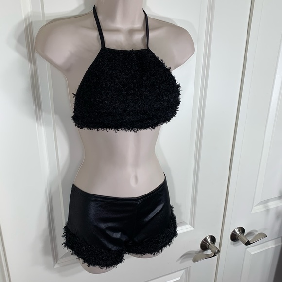 Rare Vintage Y2K Leg Avenue Fuzzy Crop Top Shorts - Picture 12 of 16